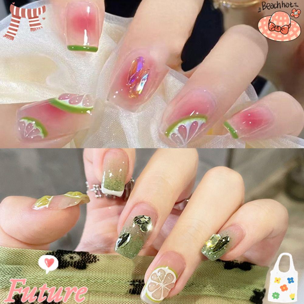 Bộ Móng Tay Giả Toàn Diện Đầu Vuông Dạng Nhấn