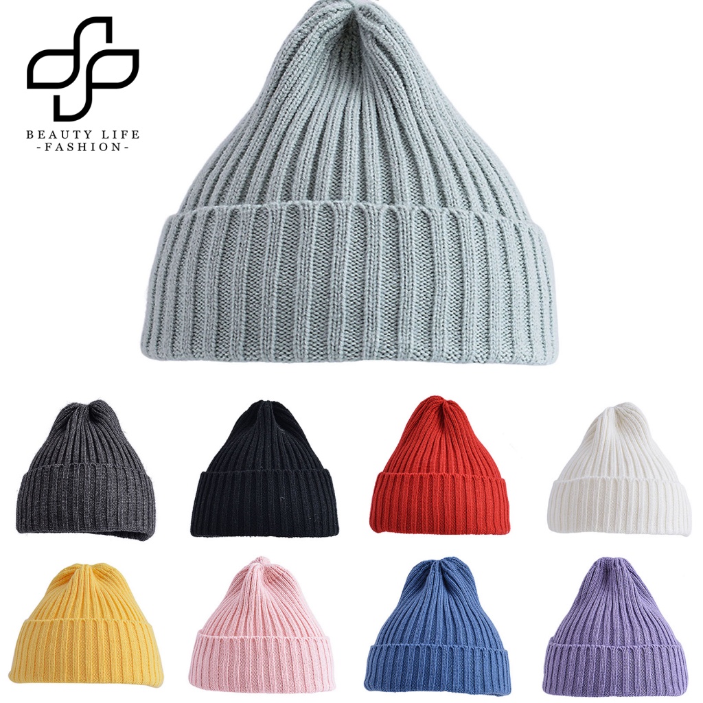 Mũ Beanie Dệt Kim Dày Dặn Màu Kẹo Giữ Ấm Tai Dùng Làm Đạo Cụ Chụp Ảnh Cho Bé