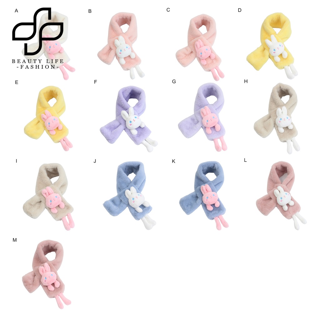 Khăn Choàng Giữ Ấm Chống Gió Màu Sắc Tương Phản In Họa Tiết Thỏ Hoạt Hình Cho Bé