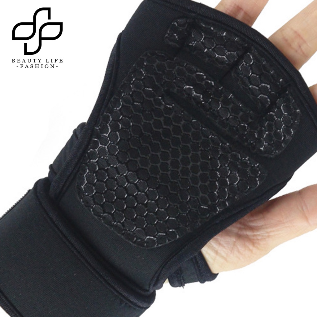 1 Đôi Găng Tay Hở Ngón Thể Thao Bằng Polyester Dễ Mang Theo