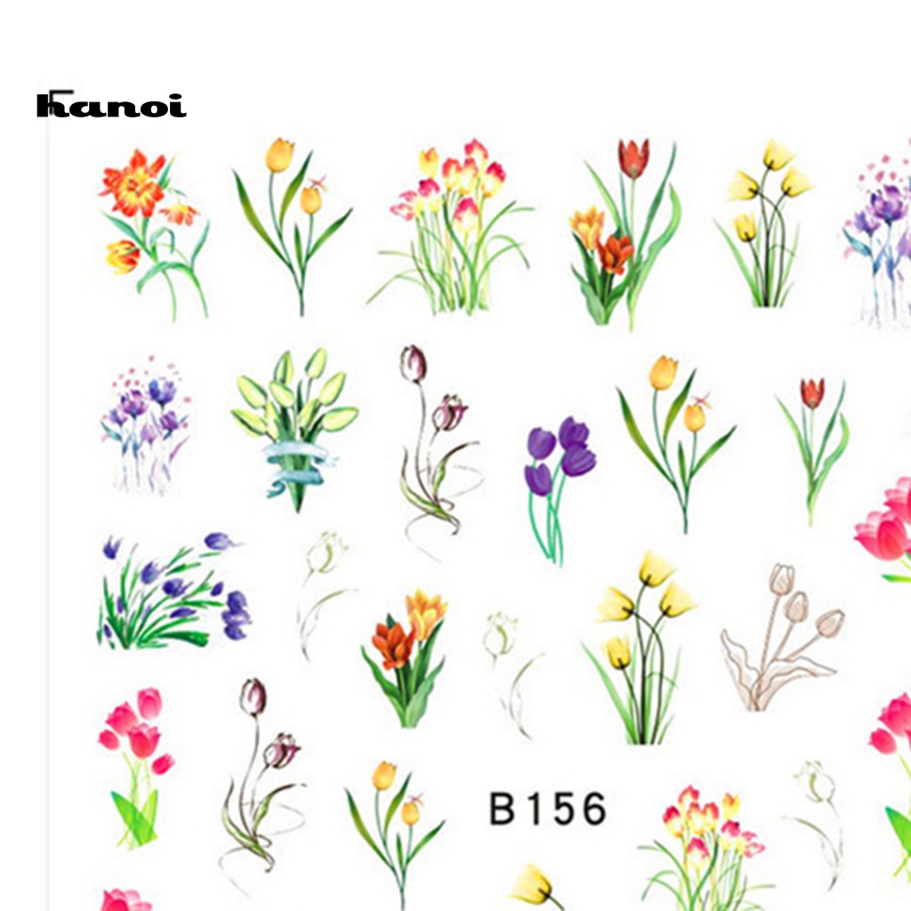 1 Bộ Miếng Dán Móng Tay Bằng Nhựa Resin Chống Nước In Hình Hoa Tulip DIY