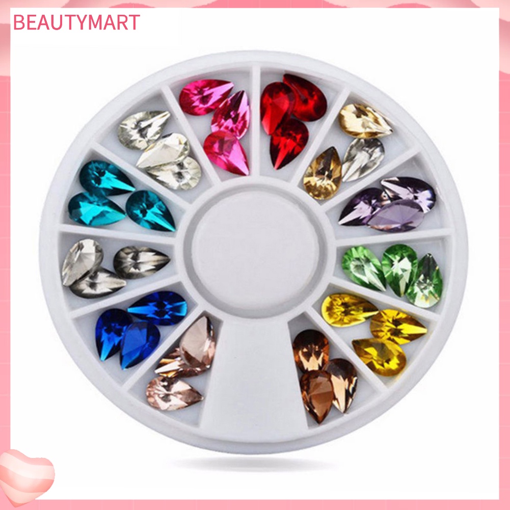 Khay Bánh Xe Đựng Hạt Nhựa Acrylic Hình Giọt Nước 3D Nhiều Màu Sắc Trang Trí Móng Nghệ Thuật DIY