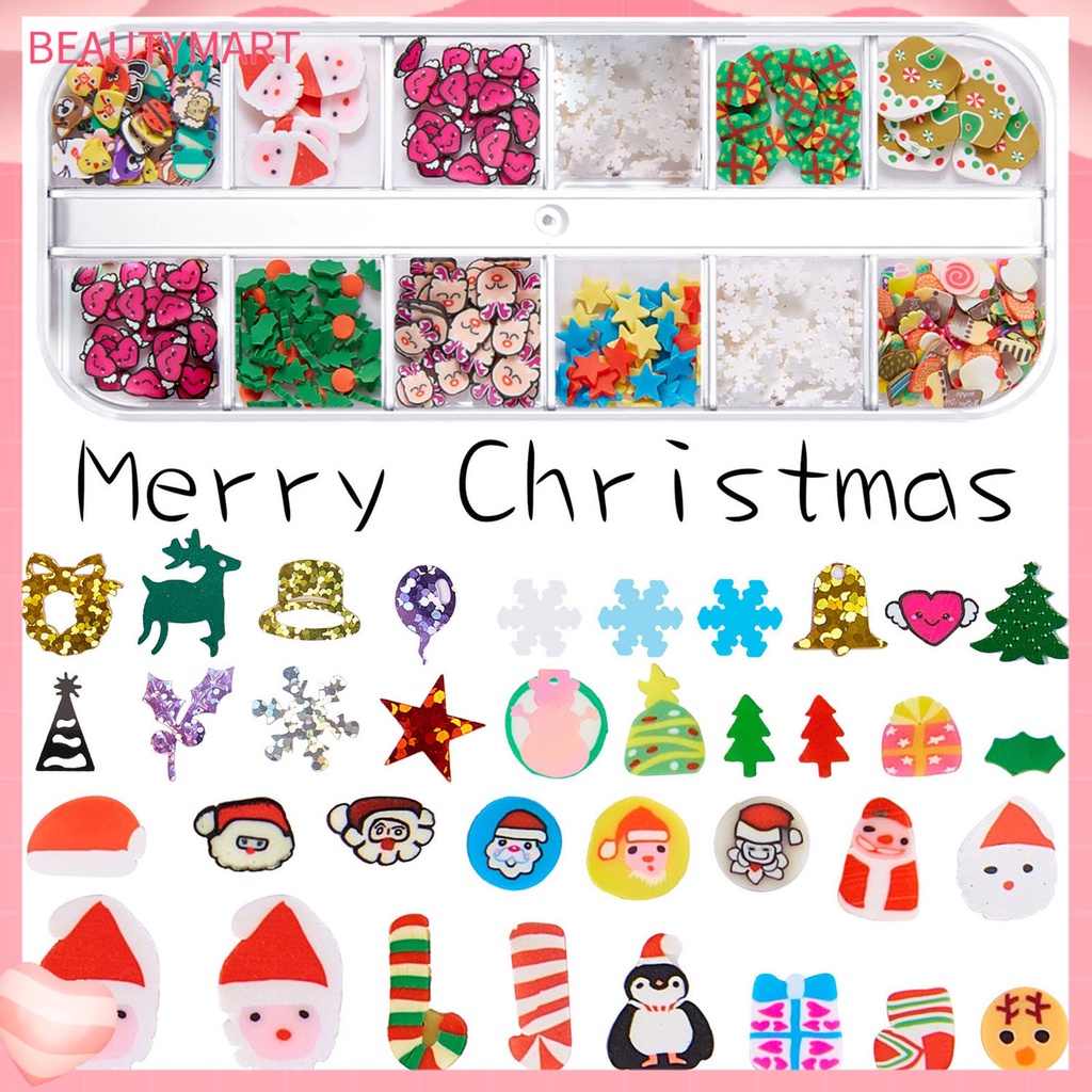 1 Hộp Phụ Kiện Trang Trí Móng Nghệ Thuật Tạo Hiệu Ứng 3D Siêu Mỏng Phong Cách Giáng Sinh Dành Cho Bạn Nữ