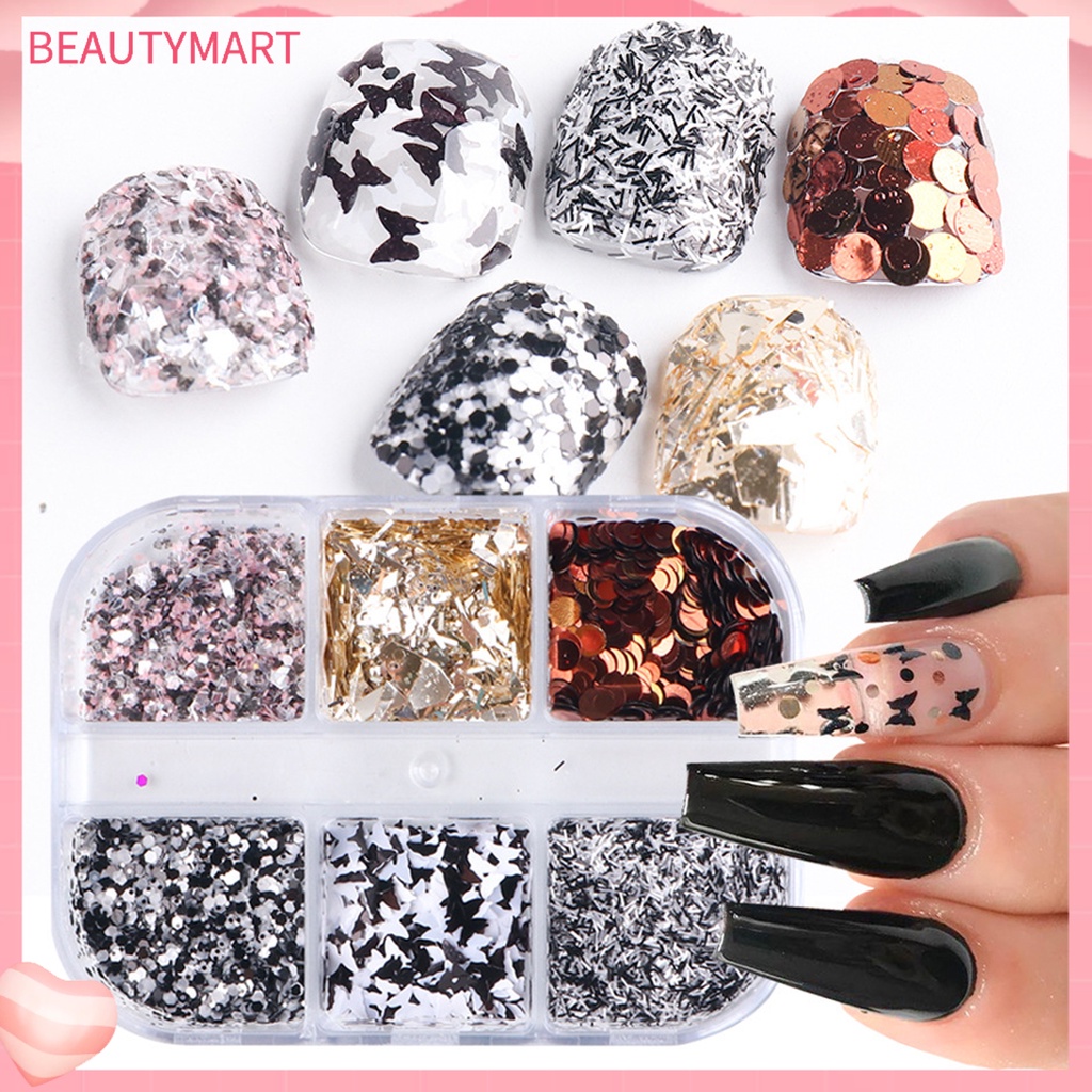 1 Hộp Lá Nhôm Phản Quang Lấp Lánh Sang Trọng Dùng Trang Trí Móng Tay