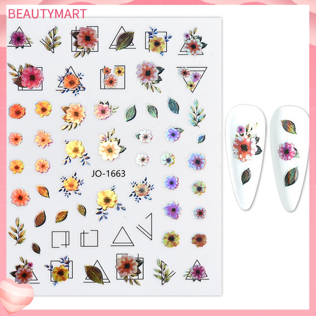 Miếng Dán Móng Tay Hình Hoa Lấp Lánh Nhiều Kiểu Tự Dính Chống Thấm Nước