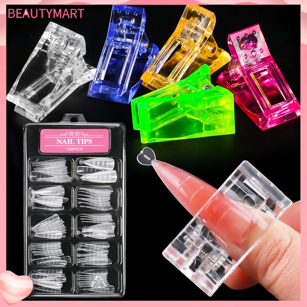 Bộ 100 Móng Tay Giả Hình Thang Siêu Mỏng Điêu Khắc Tiện Dụng