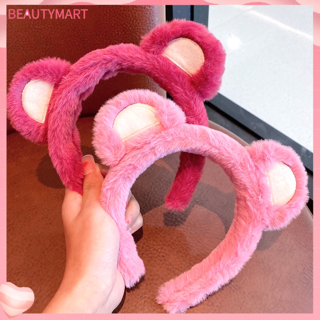 Băng Đô Cài Tóc Tai Gấu Bông Co Giãn Chống Trượt Dễ Thương Dành Cho Nữ