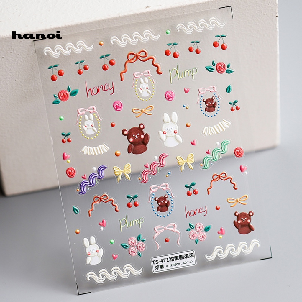 Han_nhẫn Dán Móng Tay Trượt Mẫu Hoạt Hình Mini Tương Phản Cao Cho Nữ