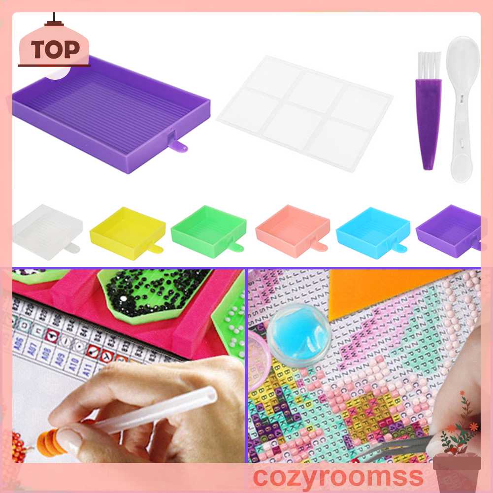 Khay Đựng Hạt Cườm Thêu Tranh Đính Đá Cỡ Lớn Có Nắp Đậy