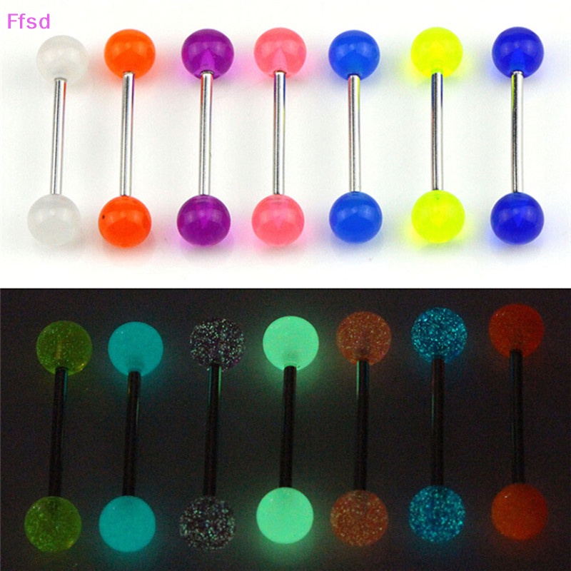 {Ffsd} Set 7 Khuyên Lưỡi Dạ Quang Phát Sáng Trong Bóng Tối Trang Sức Cơ Thể * Bán Chạy