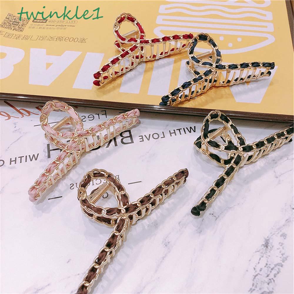 Giá Đỡ Dây Buộc Tóc Đuôi Ngựa Bằng Da Đính Kim Loại Lấp Lánh Thanh Lịch Cho Nữ