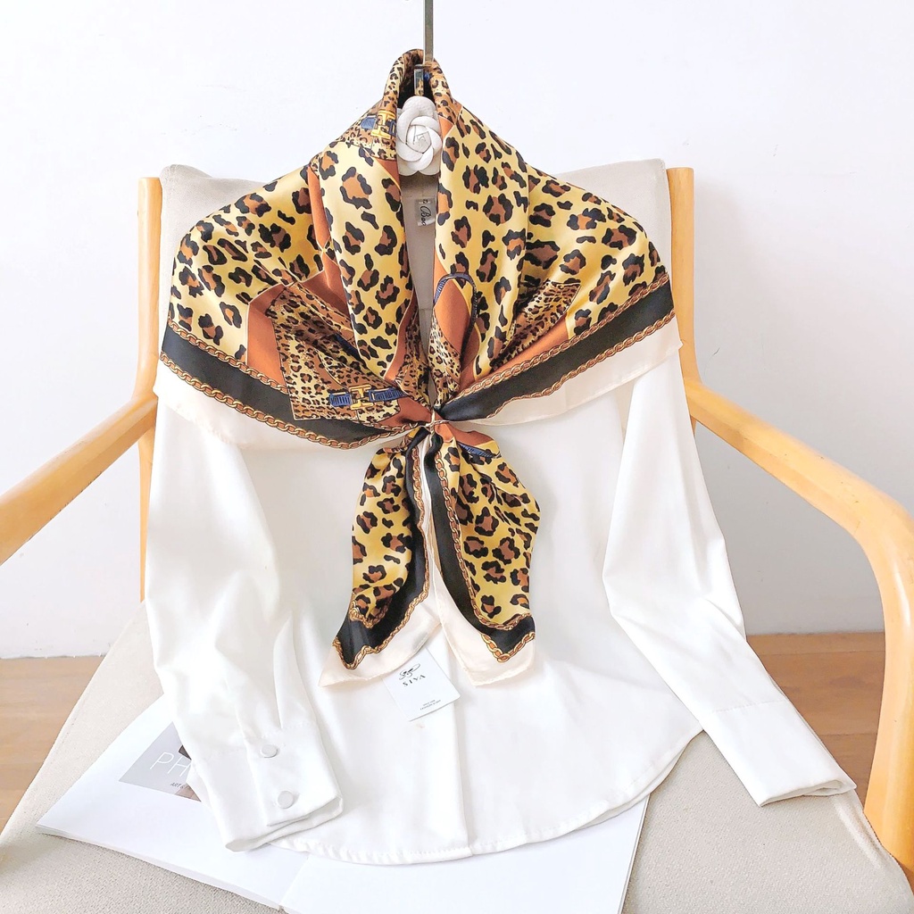 Khăn Quàng Cổ Lụa Mỏng Dáng Vuông Nhỏ 90 * 90cm Phong Cách Âu Mỹ Thời Trang Xuân Hè Cho Nữ