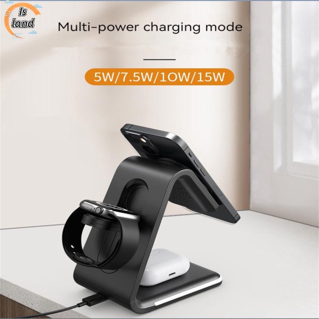 Đế Sạc Nhanh Không Dây 3 Trong 1 15w Có Nam Châm Cho Điện Thoại Di Động / Đồng Hồ