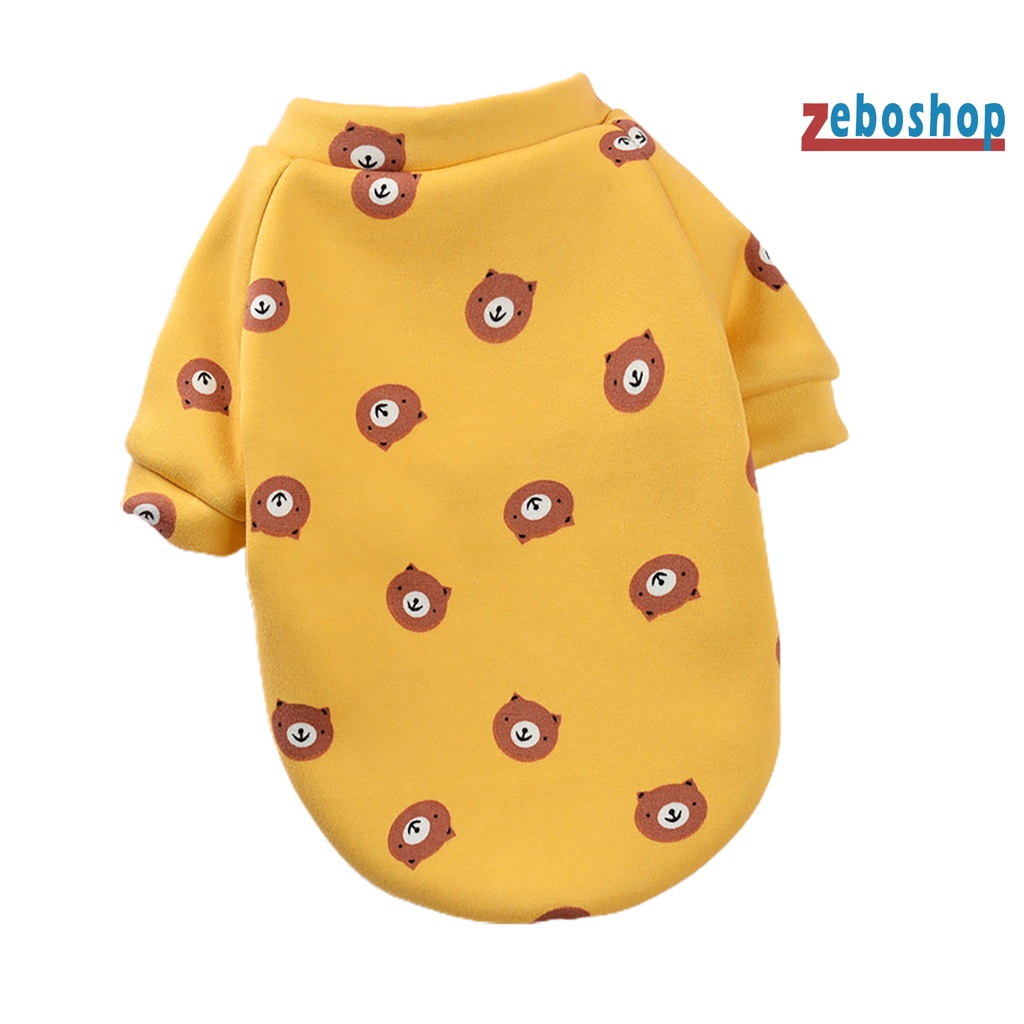 Zeboshop Áo Sweater Cotton Cổ Tròn In Họa Tiết Hoạt Hình Hai Ống Cho Cún Cưng Mặc Hàng Ngày