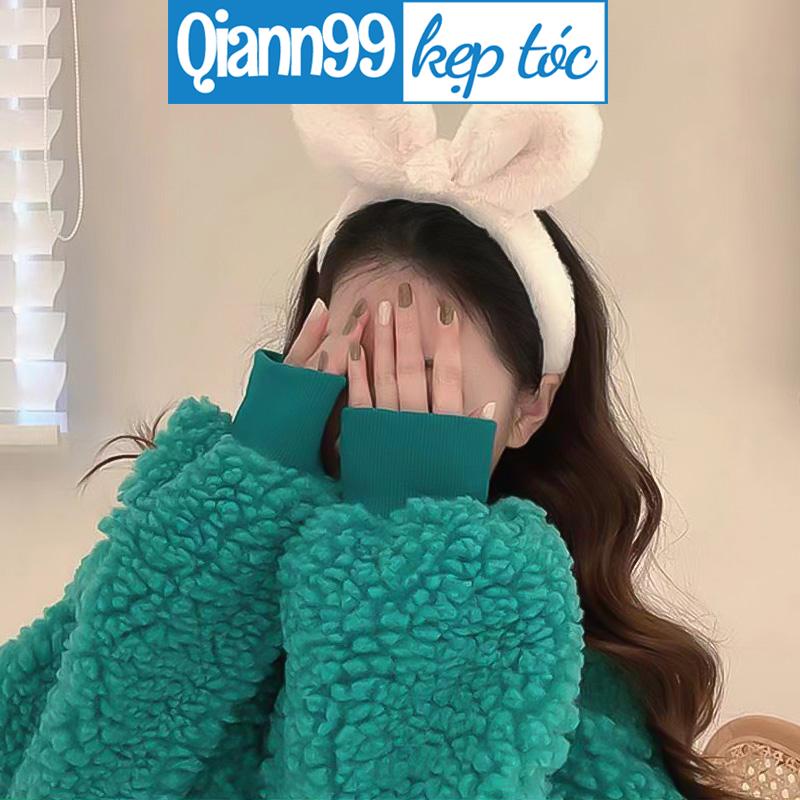 💓Qiann💓Bờm tóc cài tóc tai gấu hình nơ lông cục bông mịn cute dễ thương dành cho nữ