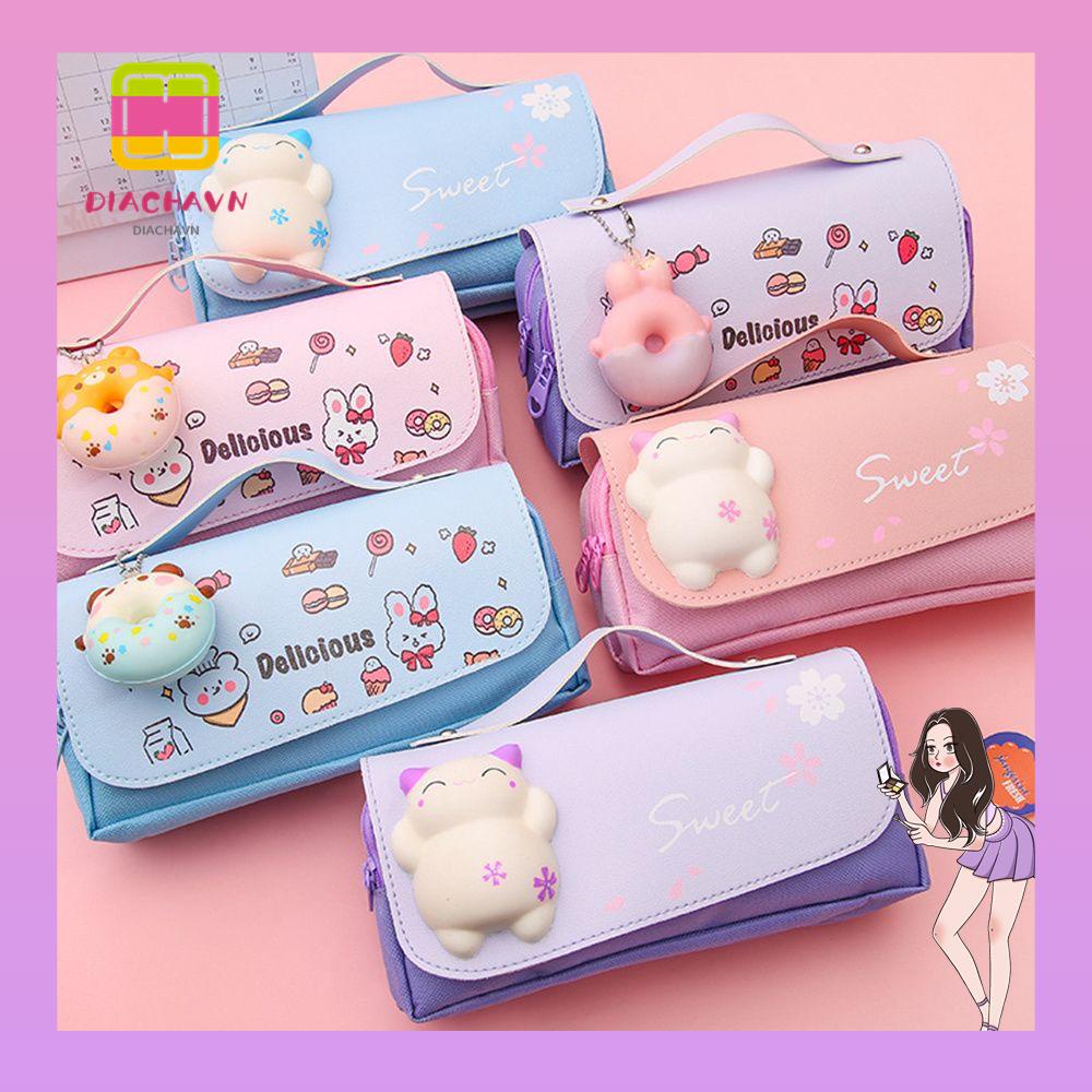 Túi Đựng Bút Họa Tiết Mèo Dễ Thương Cho Bé Gái