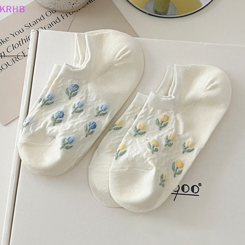 Đôi Tất Chân Chống Trượt Họa Tiết Hoa Tulip Thời Trang Cho Nữ Mới