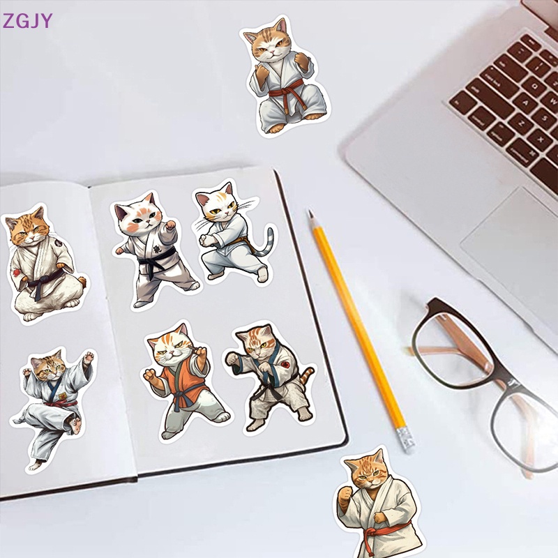 Bộ 50 Miếng Dán Trang Trí Xe Hơi / Tủ Lạnh / Album / Guitar / Laptop Họa Tiết Mèo Kung Fu / Mèo Kitty Graffiti Mới