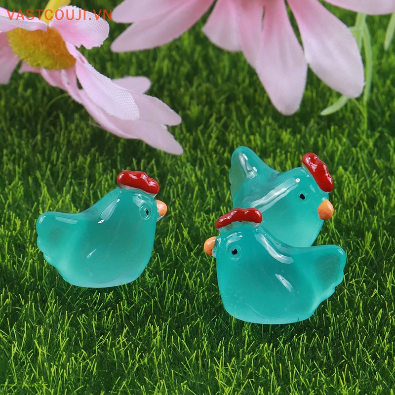 Bộ 5 Phụ Kiện Trang Trí Điện Thoại Hình Gà Bằng Nhựa Resin Màu Dạ Quang DIY