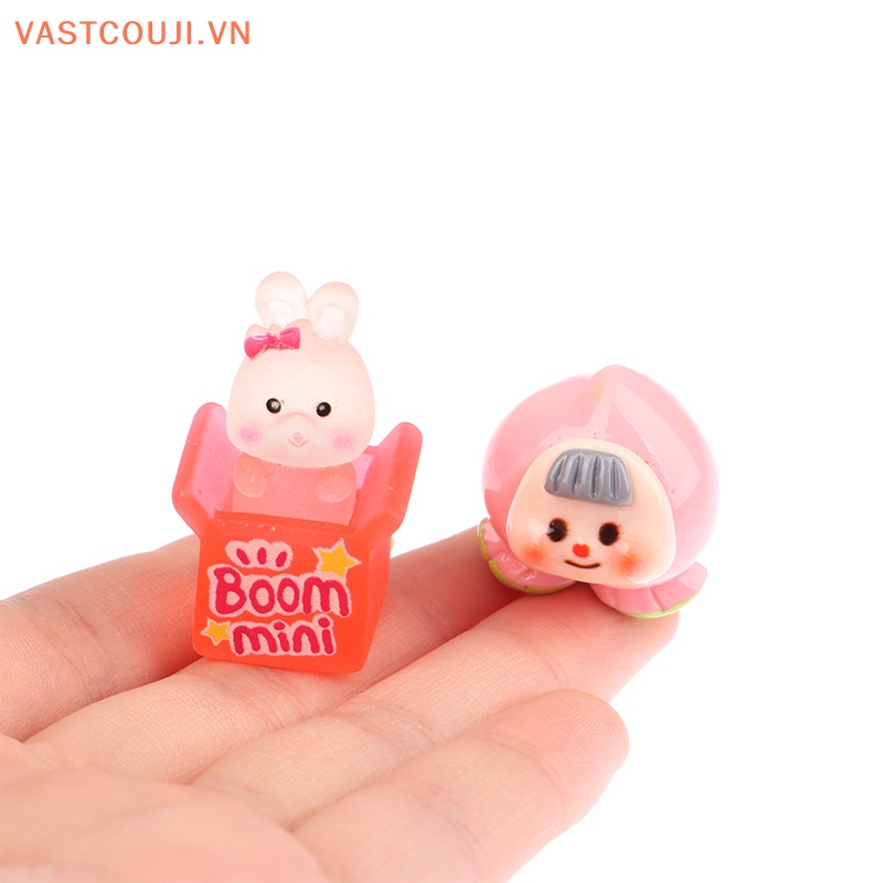 Bộ 2 Móc Khóa Nhựa Resin Họa Tiết Hoạt Hình 3D Phát Sáng DIY Để Bàn Trang Trí Xe Hơi