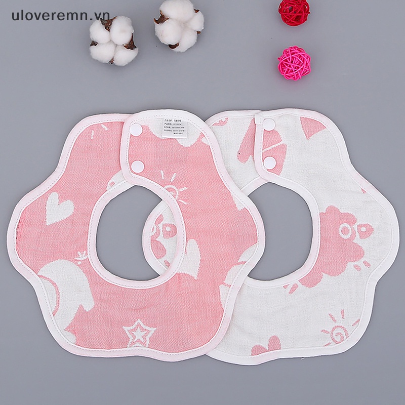 Uloveremn Yếm Ăn Cotton 6 Lớp Xoay 360 Độ Xinh Xắn Tiện Dụng Cho Bé Sơ Sinh
