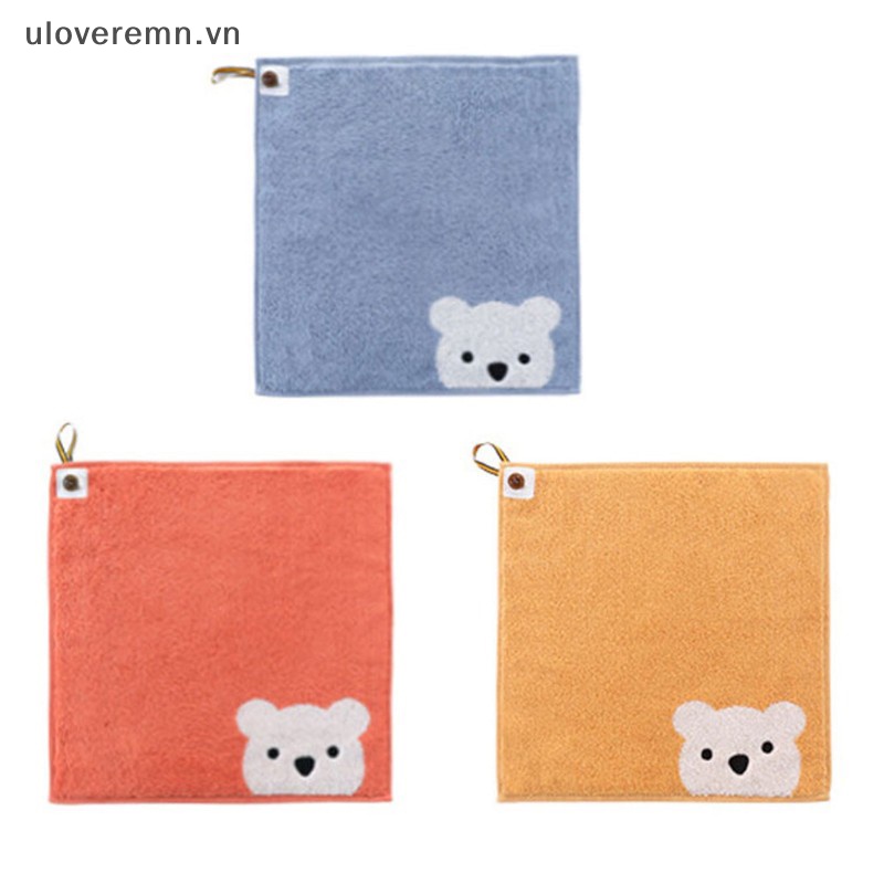 Uloveremn Khăn Lau Mặt Bằng Cotton Mềm Mại Họa Tiết Gấu Hoạt Hình Dễ Thương Có Thể Treo Cho Trẻ Em / Phòng Tắm / Live