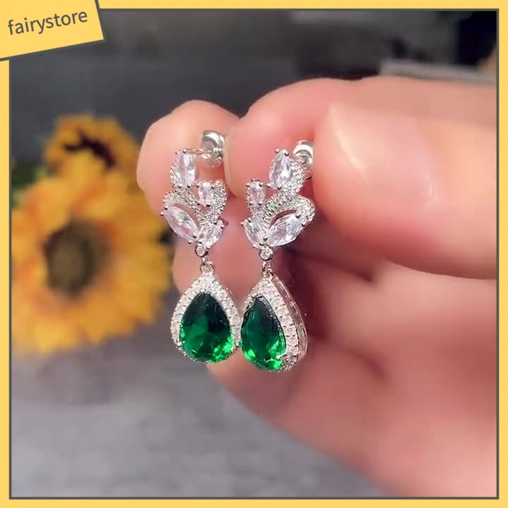 1 Đôi Bông Tai Hình Giọt Nước Đính Đá Lấp Lánh Dành Cho Nữ