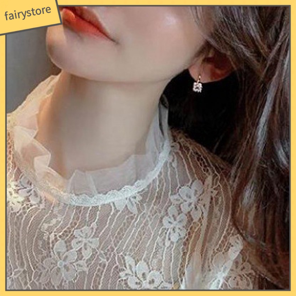 1 Đôi Bông Tai Hình Vuông Đính Đá Thời Trang Dành Cho Nữ