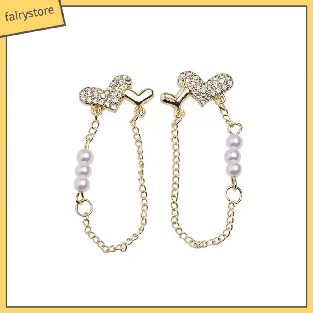 1 Đôi Bông Tai Hình Trái Tim Đính Ngọc Trai Nhân Tạo Thời Trang Dành Cho Nữ