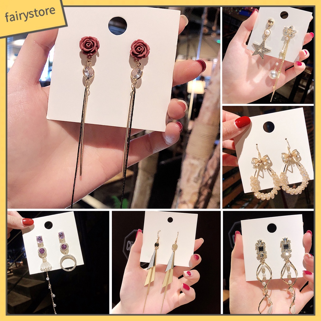 1 Đôi Bông Tai Hình Nơ Đính Ngọc Trai Giả Phong Cách Vintage