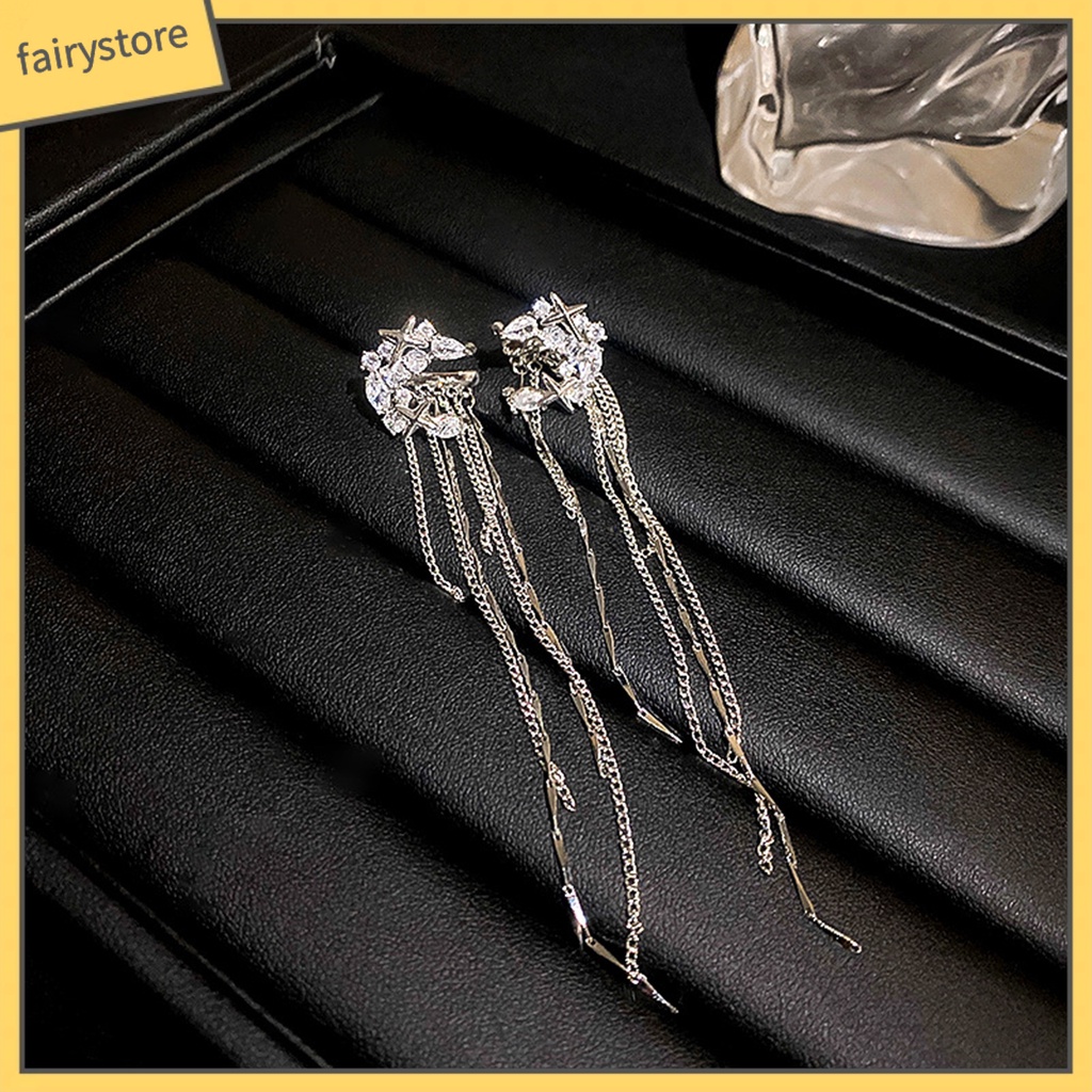 1 Cặp Khuyên Tai Dáng Dài Hình Học Đính Đá Zircon Sang Trọng Cho Nữ