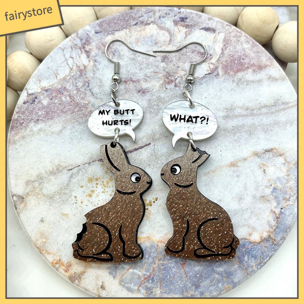 1 Đôi Bông Tai Hình Thỏ Hoạt Hình Bằng Acrylic Quyến Rũ