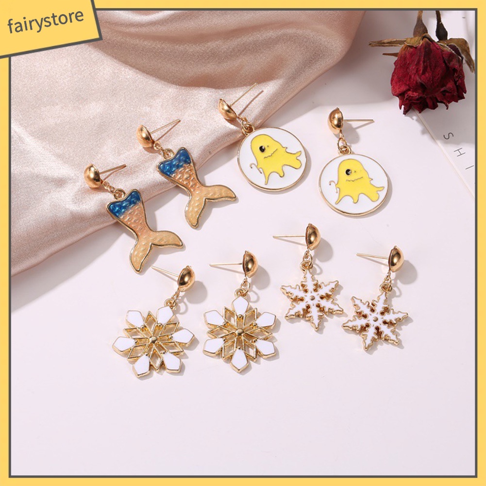 Bông Tai Hình Hoa Tuyết / Bí Ngô / Cây Thông Giáng Sinh Thời Trang Cho Nữ