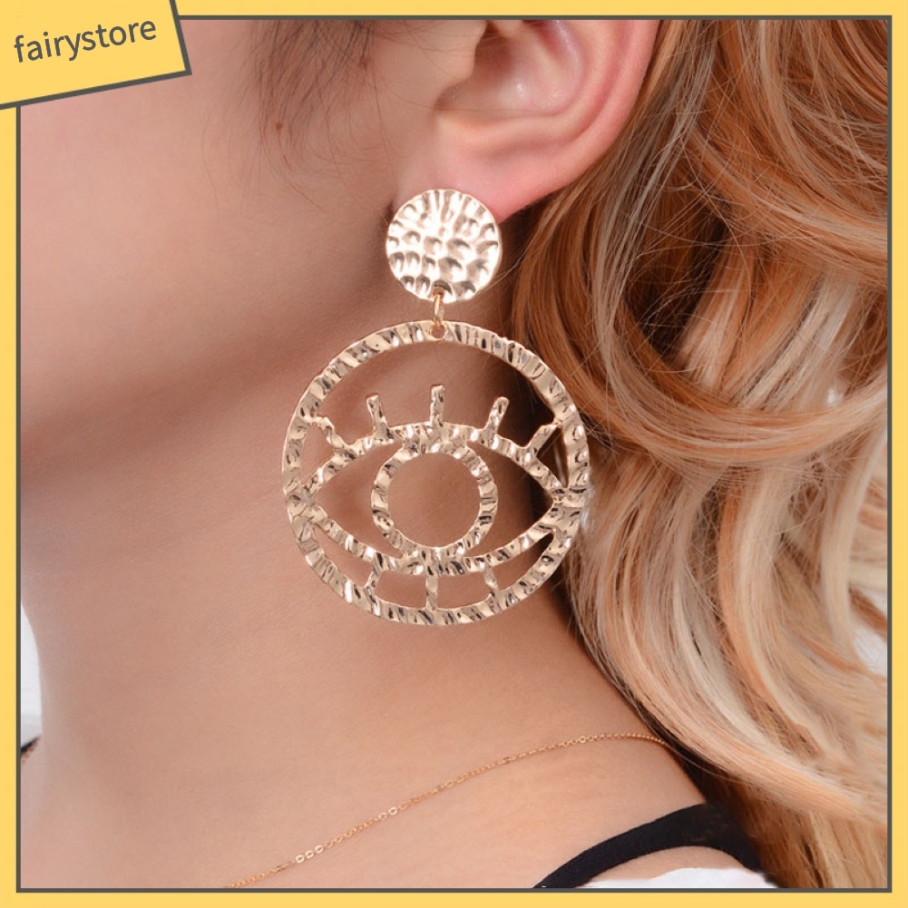 Bông Tai Hình Đôi Mắt Thiết Kế Đục Lỗ Thời Trang Cho Nữ