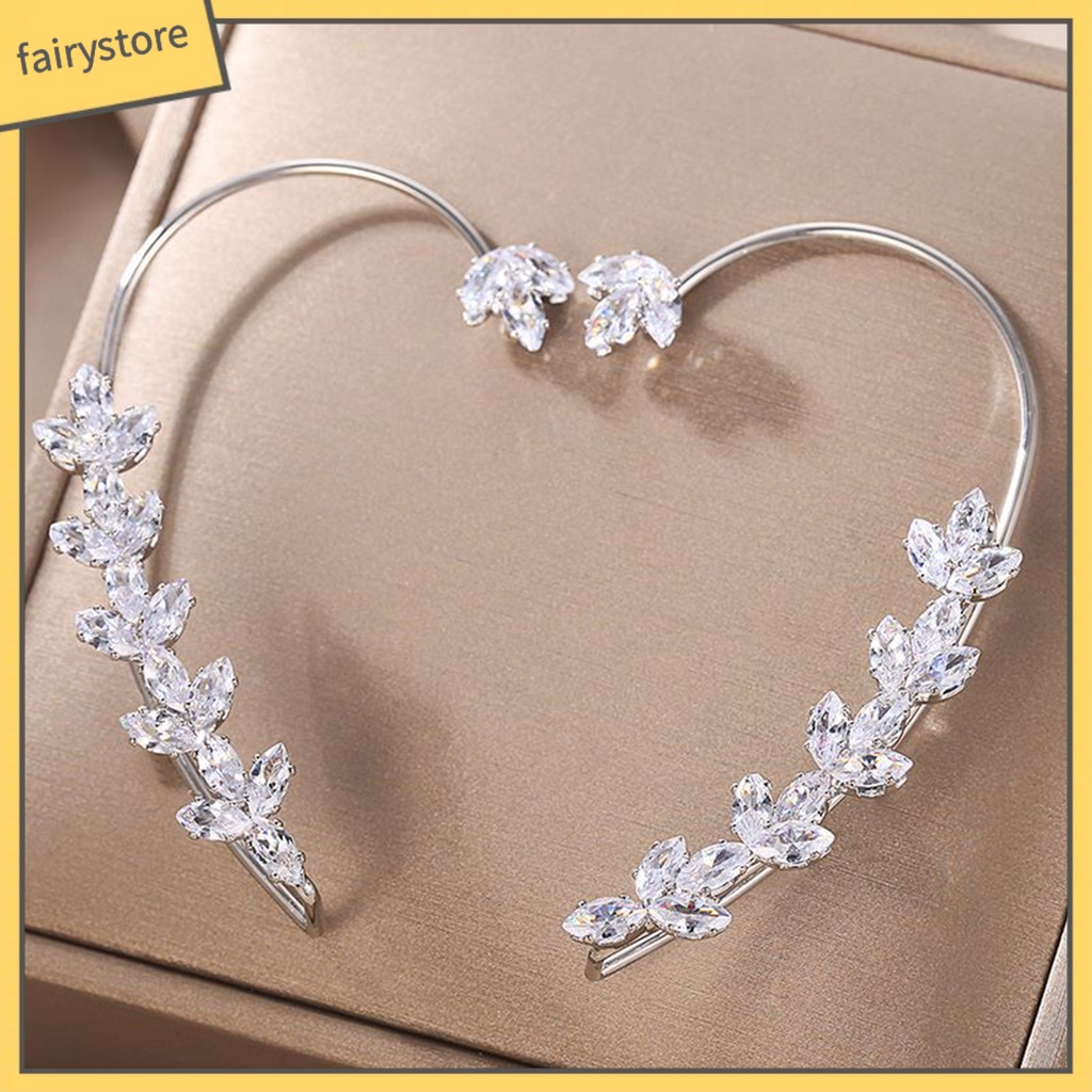 [FRO] 1 Bông Tai Kẹp Không Xỏ Lỗ Hình Học Đính Đá Lấp Lánh Sang Trọng Chống Phai Màu Trang Sức Đơn Giản