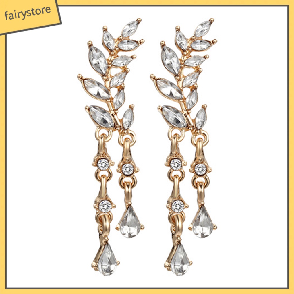 1 Đôi Bông Tai Hình Chiếc Lá Bằng Hợp Kim Lấp Lánh Dành Cho Nữ