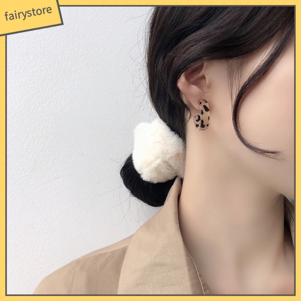 Bông Tai Nhựa Resin Dáng Dài Họa Tiết Da Báo Đơn Giản Thời Trang Cho Nữ