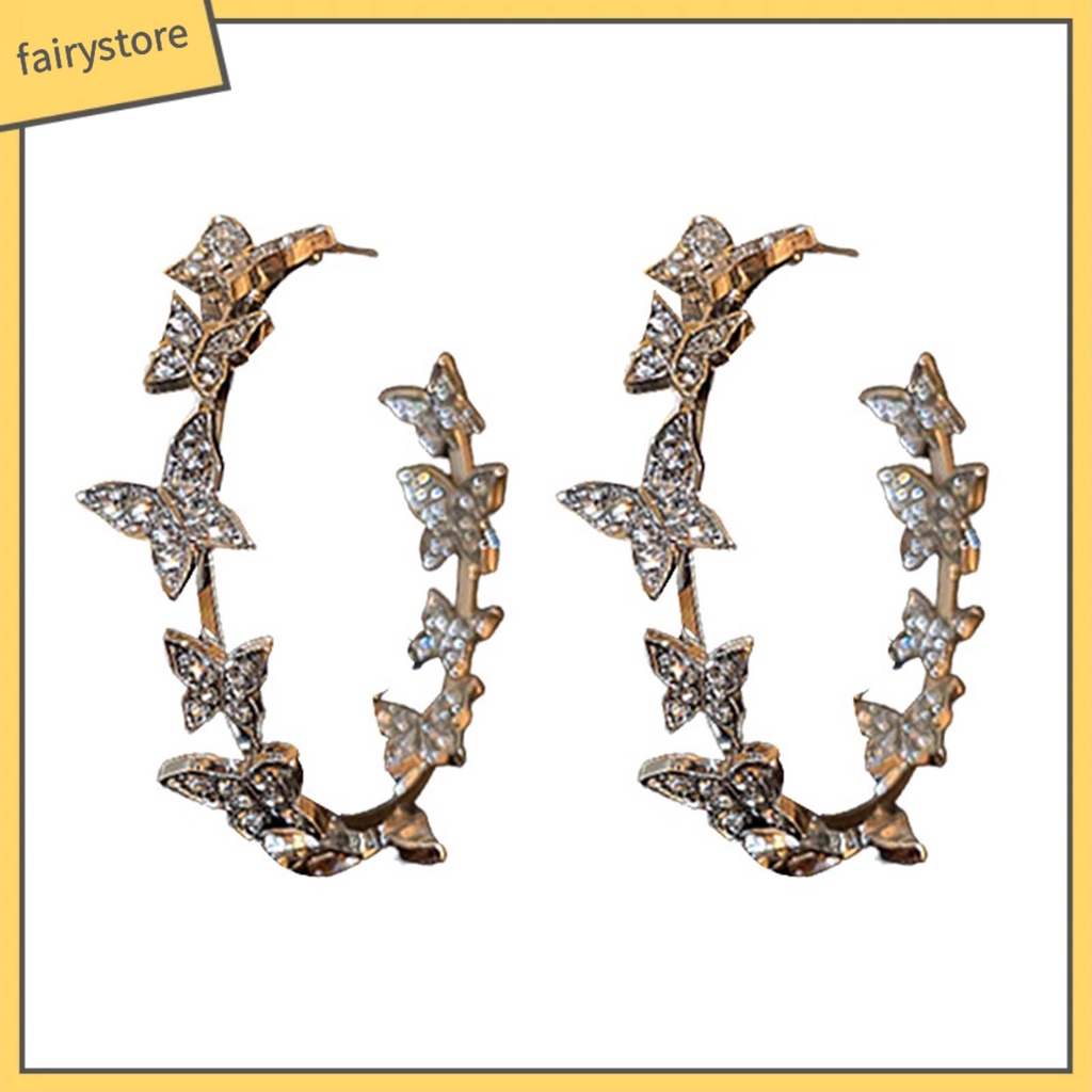 1 Đôi Bông Tai Tròn Đính Đá Thời Trang Dành Cho Nữ