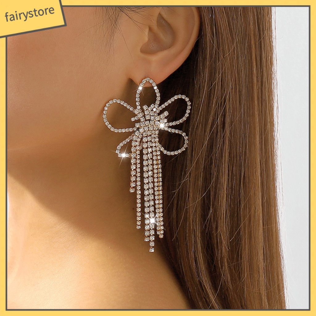 1 Đôi Bông Tai Hình Hoa Đính Đá Sang Trọng Cho Nữ