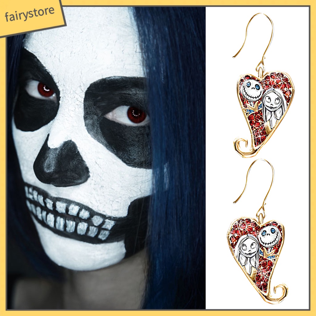 1 Đôi Bông Tai Hợp Kim Hình Trái Tim Phong Cách Halloween Thời Trang