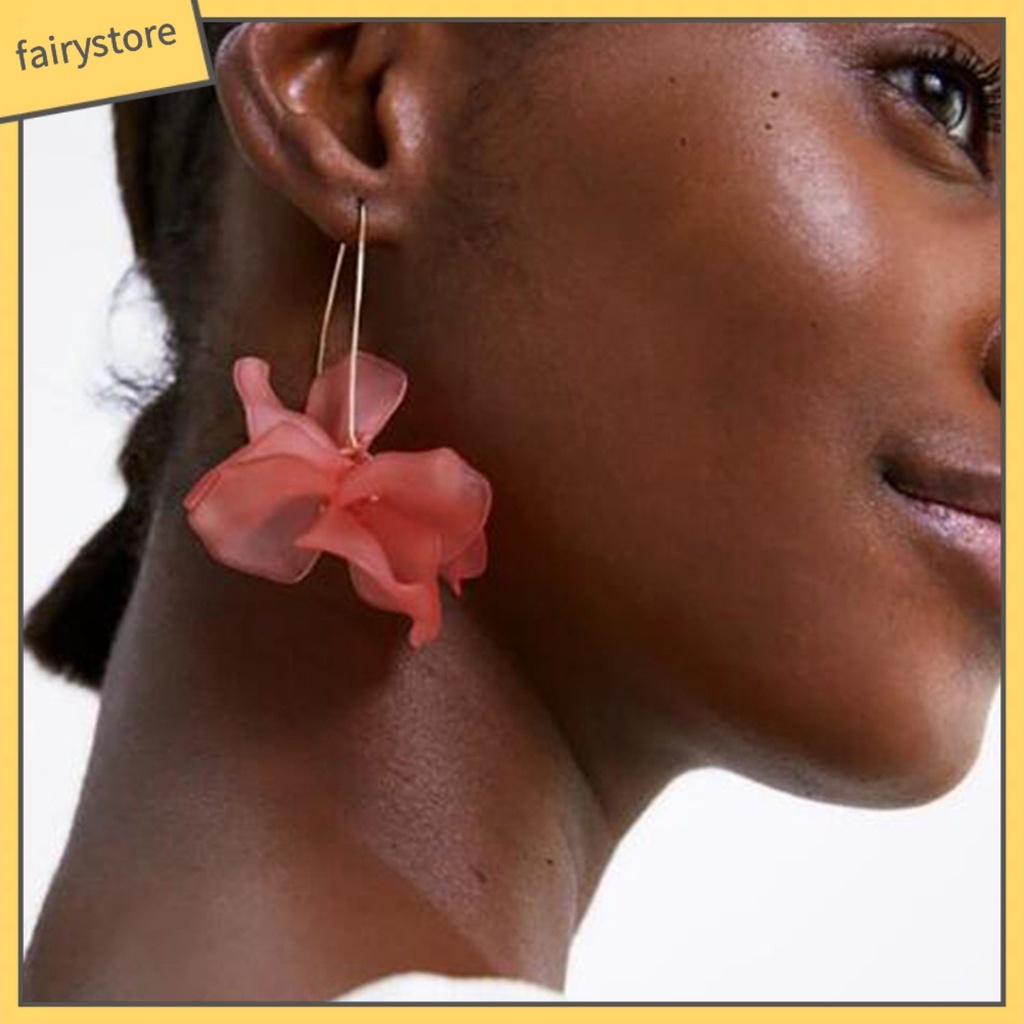 1 Đôi Bông Tai Móc Hình Cánh Hoa Handmade Phong Cách Bohemian