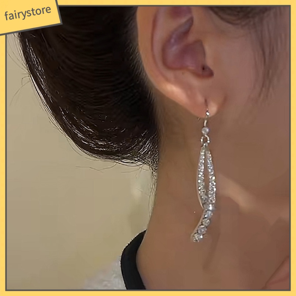 1 Đôi Bông Tai Hình Học Đính Đá Lấp Lánh Dành Cho Nữ