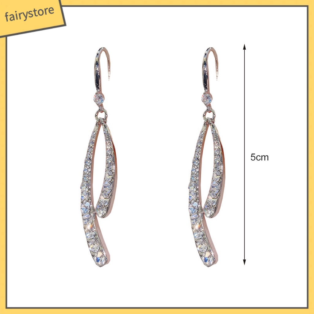 1 Đôi Bông Tai Hình Học Đính Đá Lấp Lánh Dành Cho Nữ