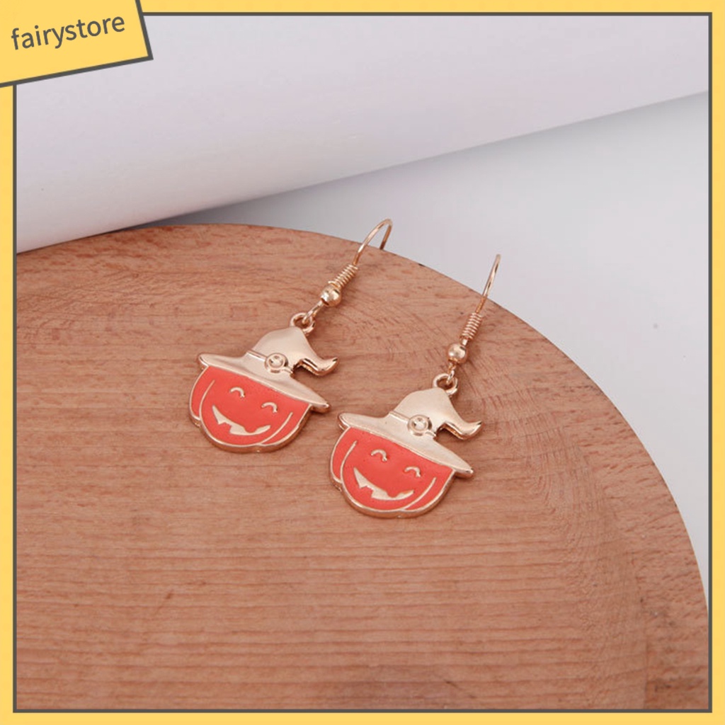 1 Đôi Bông Tai Hình Ma Bí Ngô Phong Cách Halloween Vui Nhộn Dành Cho Nữ