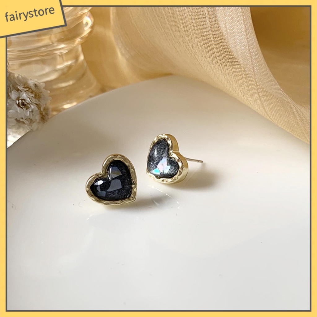 1 Đôi Bông Tai Hình Trái Tim Mạ Điện Phong Cách Hàn Quốc Dành Cho Nữ