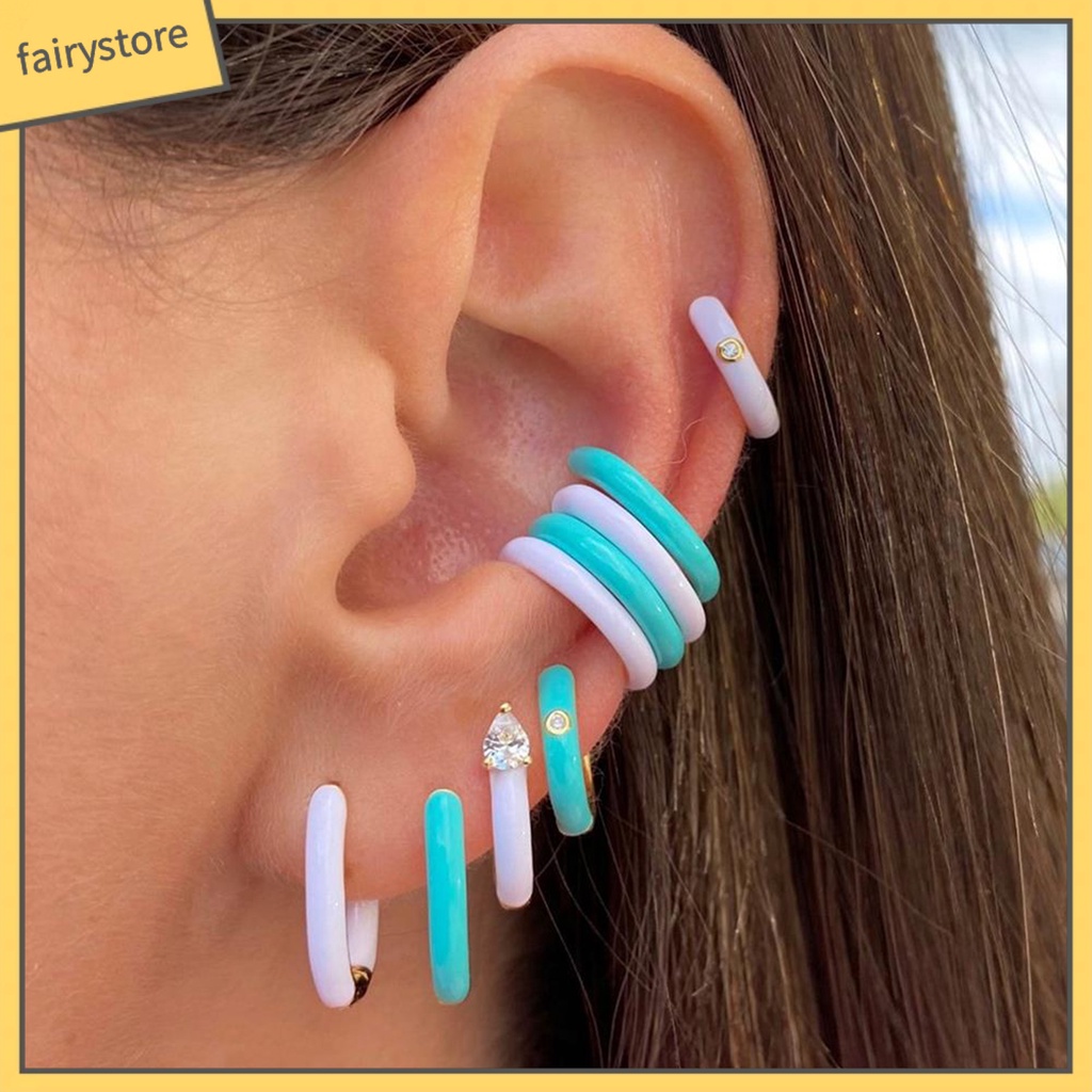 1 Đôi Bông Tai Tròn Đính Đá Zircon Bằng Hợp Kim Tinh Tế Dành Cho Nữ