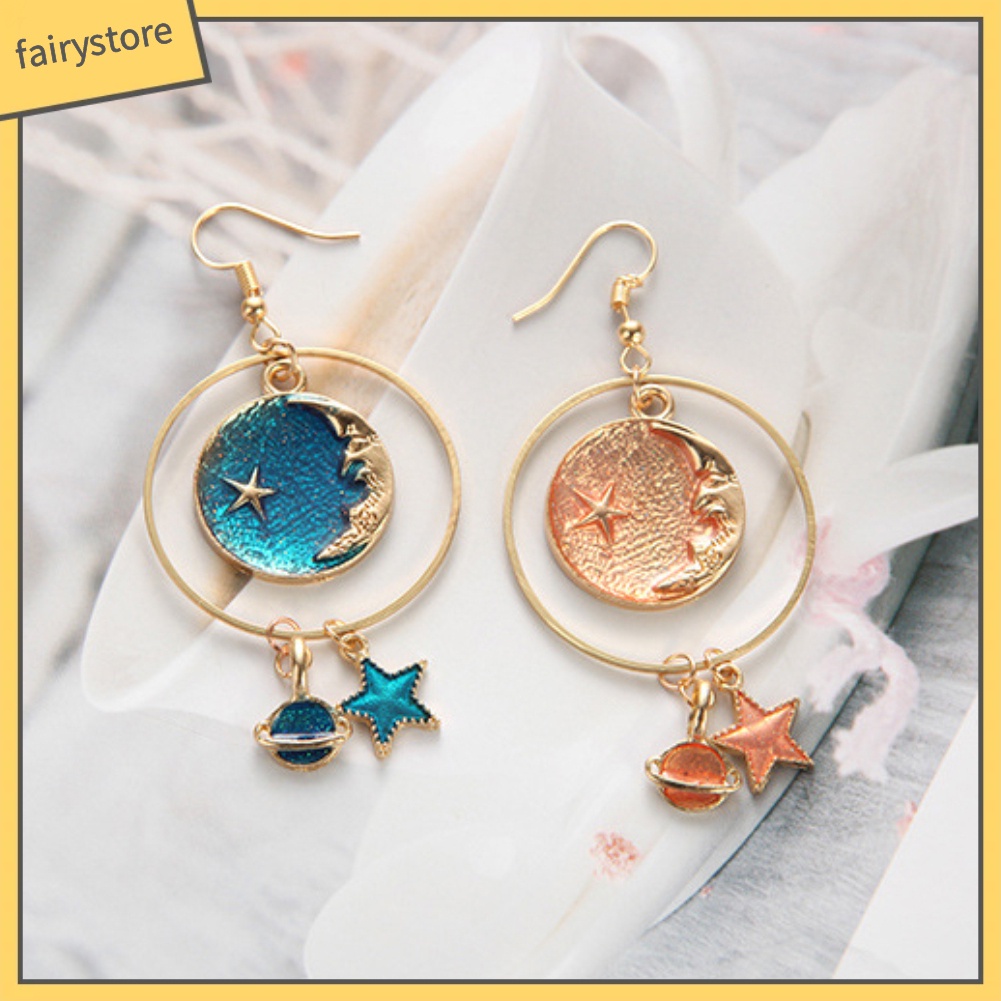 Bông Tai Hình Tròn / Ngôi Sao / Mặt Trăng Thời Trang Cho Nữ