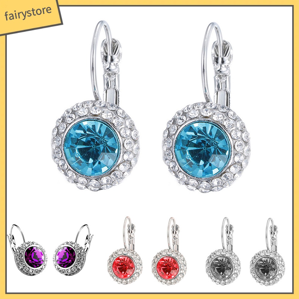 Bông Tai Tròn Đính Đá Trang Nhã Dành Cho Nữ