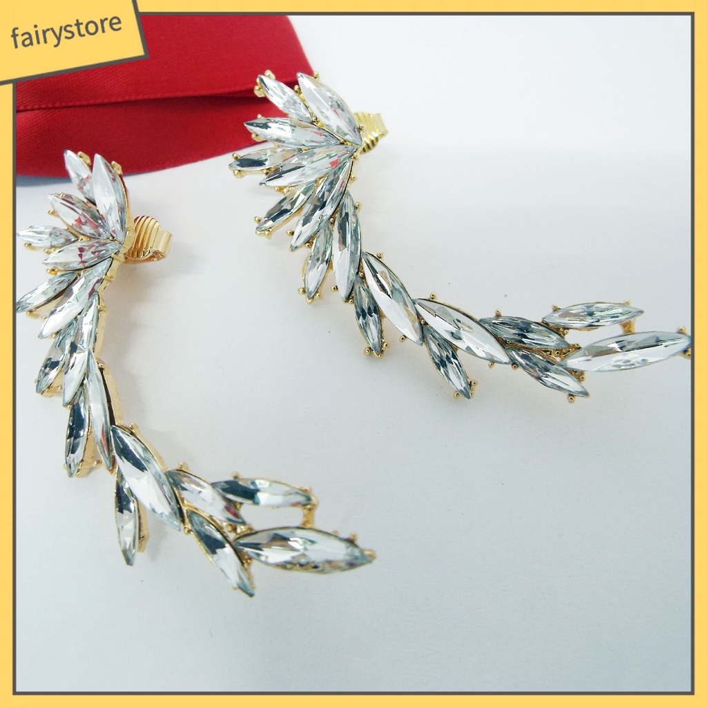 [FRO] 1 Khuyên Tai Tích Hợp Kẹp Đính Đá Thanh Lịch Thời Trang Cho Nữ