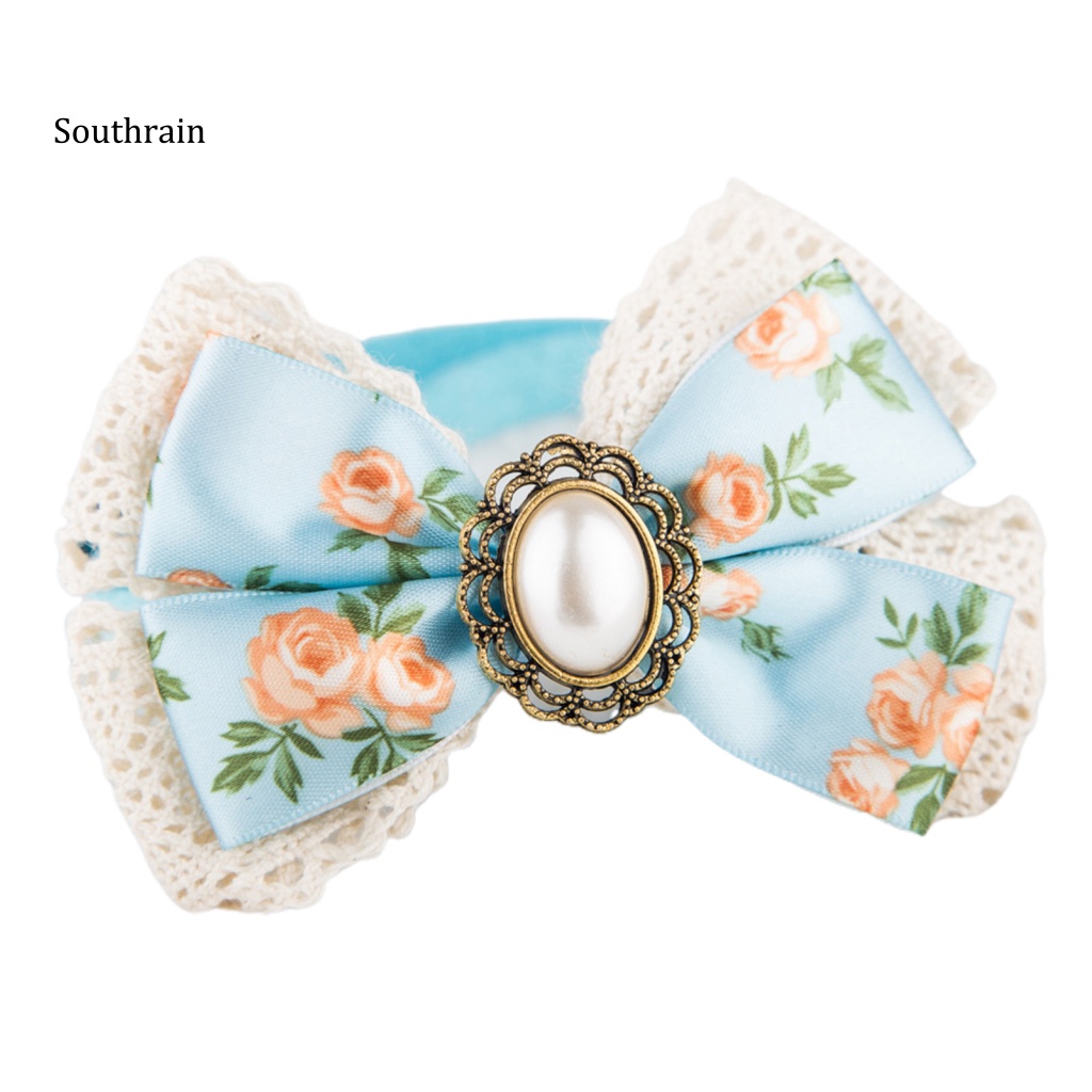 Vòng Cổ Bằng Da Lộn Họa Tiết Hoa Thắt Nơ Đáng Yêu Dành Cho Thú Cưng